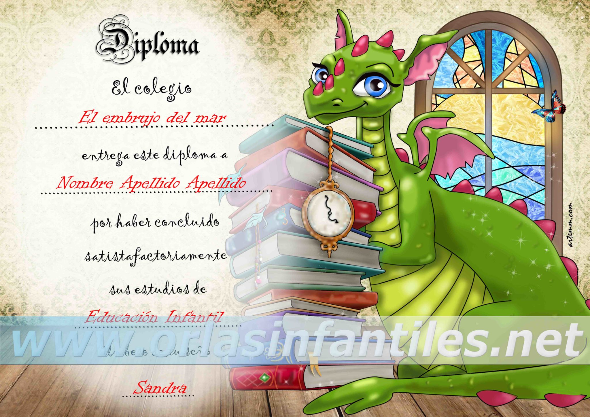 Diploma Dragón con magia